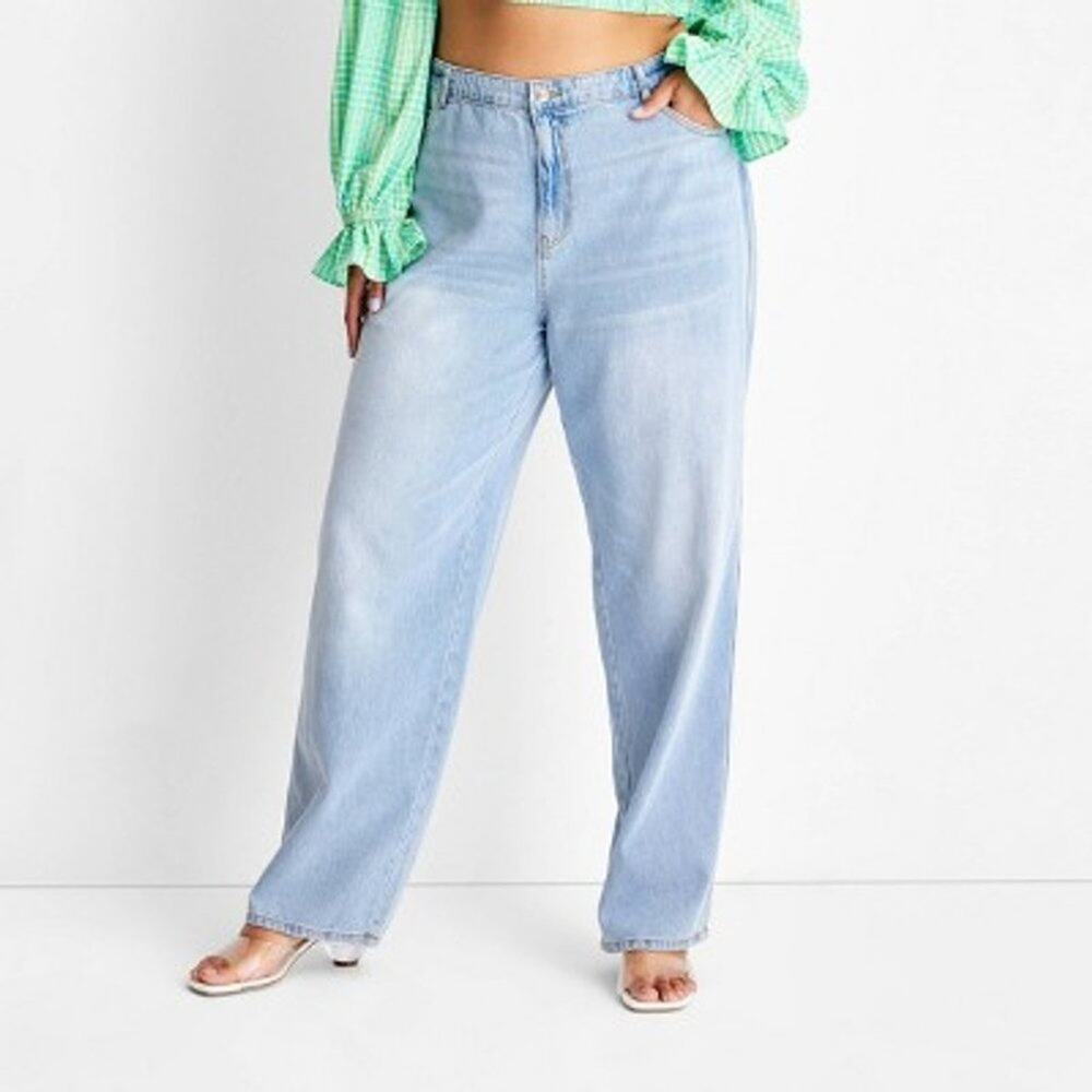 NEW Future Collective Women's Mid-Rise Baggy Fit Jeans - Blue Size 4 - Picture 5 of 12